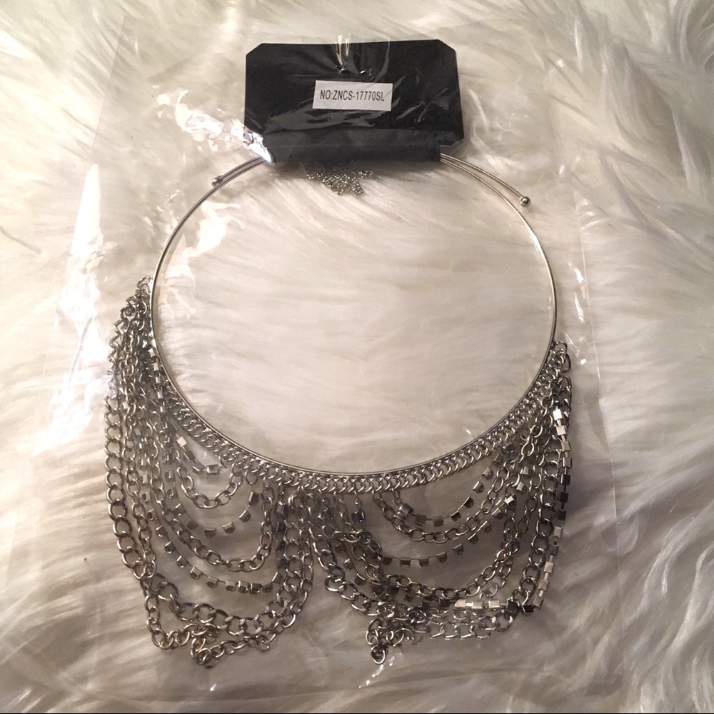 Draped Chandelier Rhinestone Chain Necklace - Picture 5 of 7